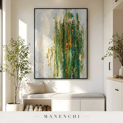 Emerald Verdant Resonance - original hand-painted abstract painting by Manenchi