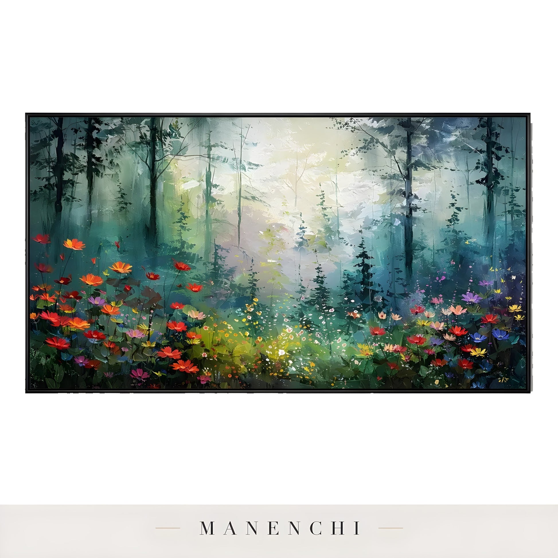Enchanted Woodland Bloom abstract painting displayed in product view