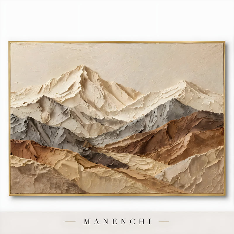 Close-up detail of the brushwork in Ethereal Alpine Peaks