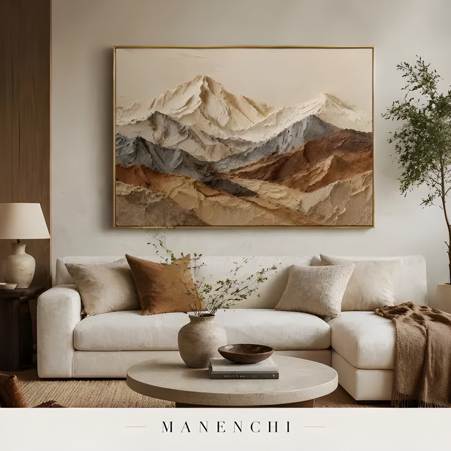 Ethereal Alpine Peaks - original hand-painted abstract painting by Manenchi