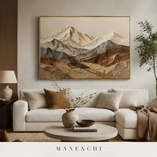 Ethereal Alpine Peaks - original hand-painted abstract painting by Manenchi