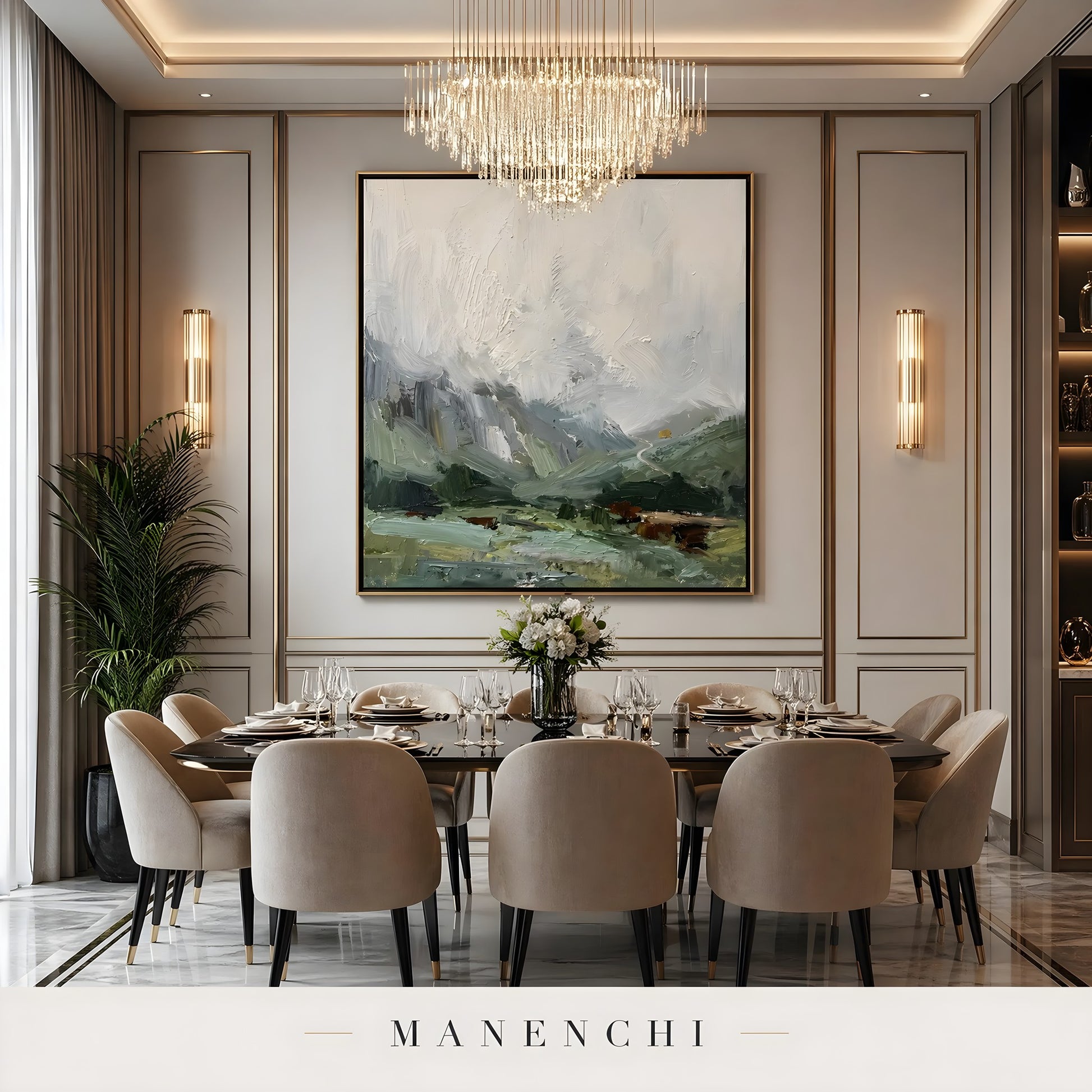 Ethereal Alpine Vista - original hand-painted abstract painting by Manenchi