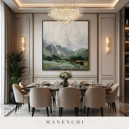 Ethereal Alpine Vista - original hand-painted abstract painting by Manenchi