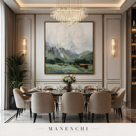 Ethereal Alpine Vista - original hand-painted abstract painting by Manenchi