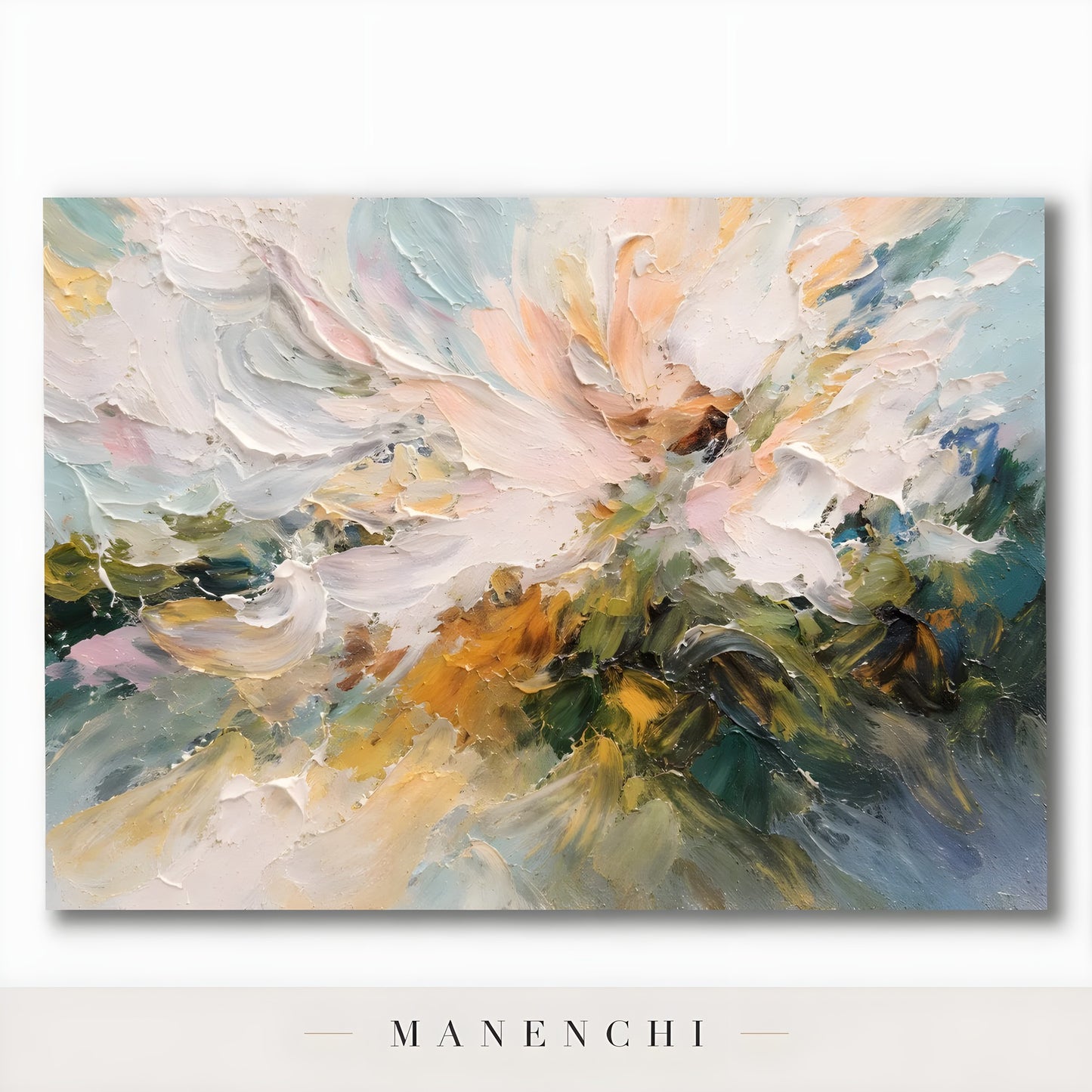 Close-up detail of the brushwork in Ethereal Bloom Horizon