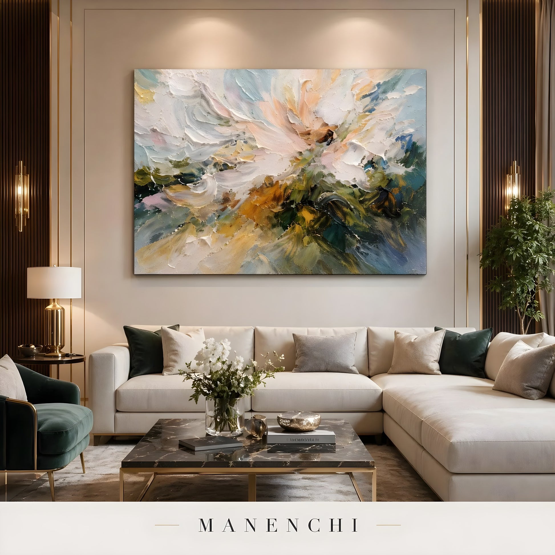 Ethereal Bloom Horizon - original hand-painted abstract painting by Manenchi