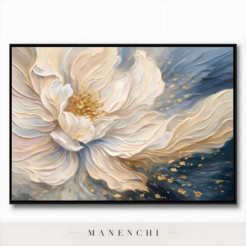 Close-up detail of the brushwork in Ethereal Bloom