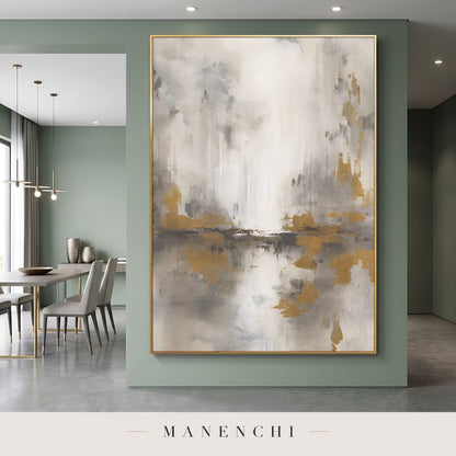 Ethereal Echoes abstract painting displayed in a dining room