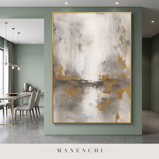 Ethereal Echoes abstract painting displayed in a dining room