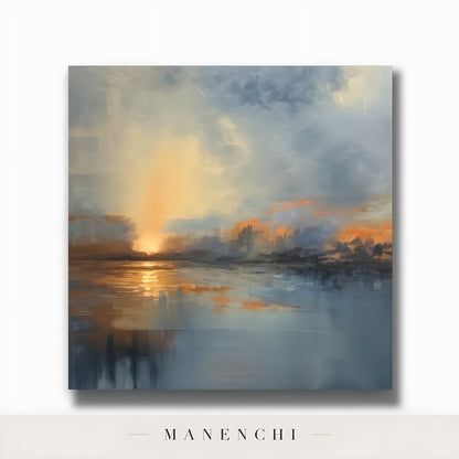 Ethereal Horizon Glow - original hand-painted abstract painting by Manenchi