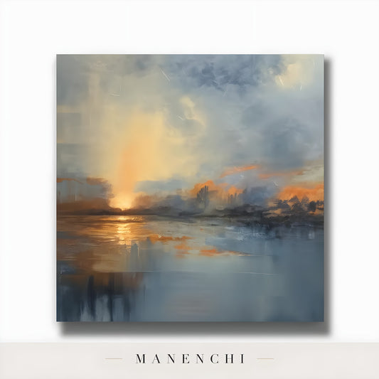 Ethereal Horizon Glow - original hand-painted abstract painting by Manenchi