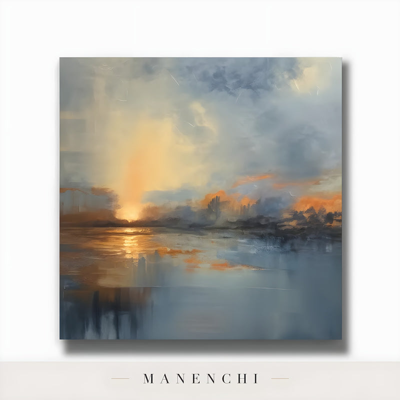 Ethereal Horizon Glow - original hand-painted abstract painting by Manenchi
