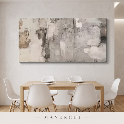 Ethereal Layers abstract painting displayed in a dining room