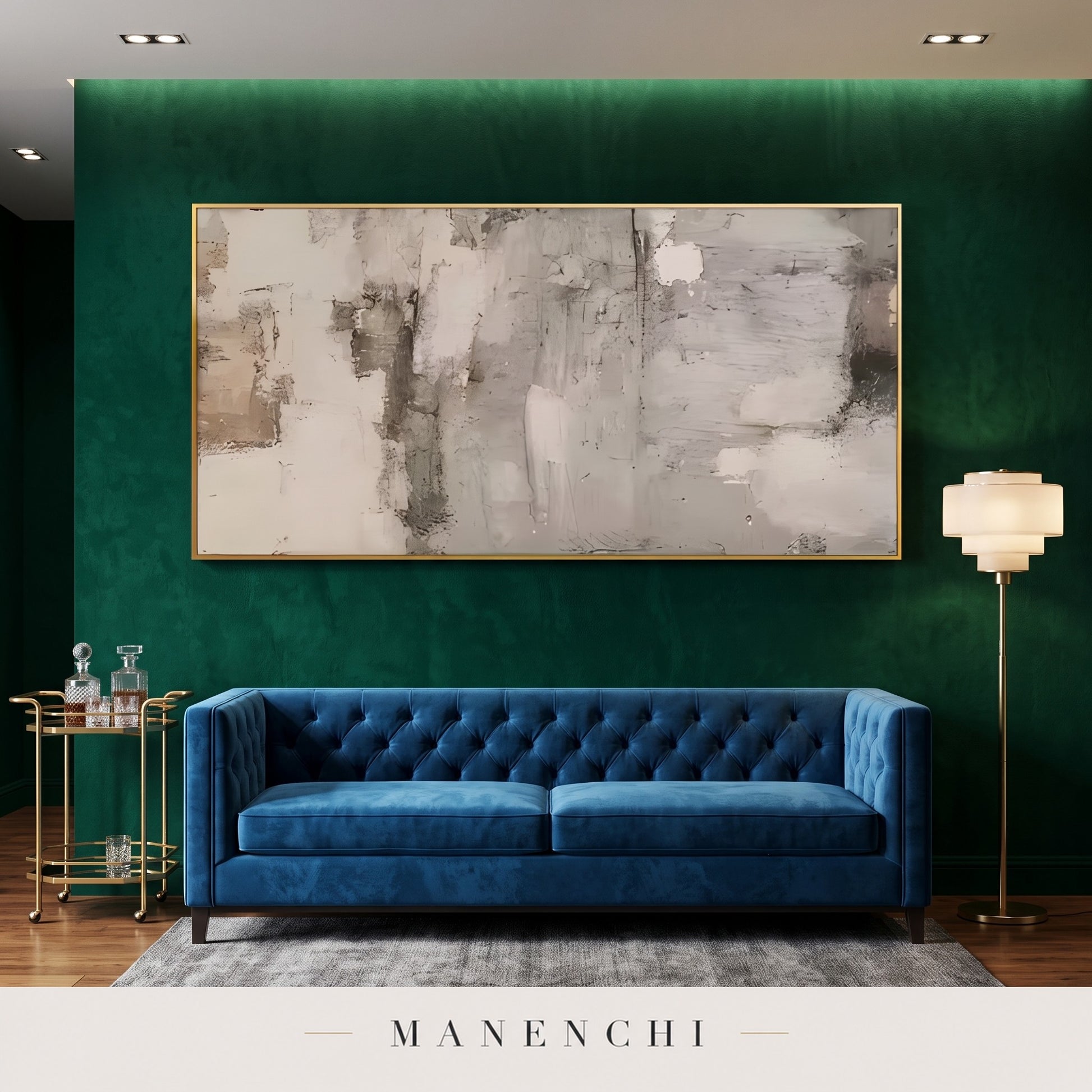 Ethereal Layers abstract painting displayed in a gallery setting