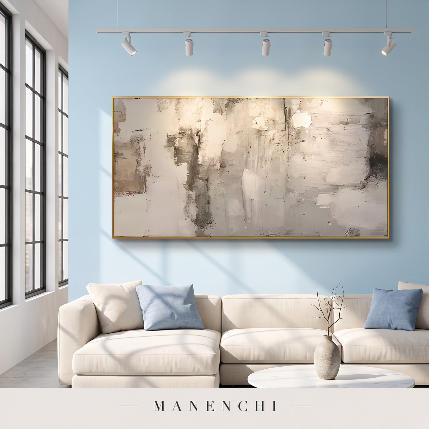 Ethereal Layers abstract painting displayed in a loft