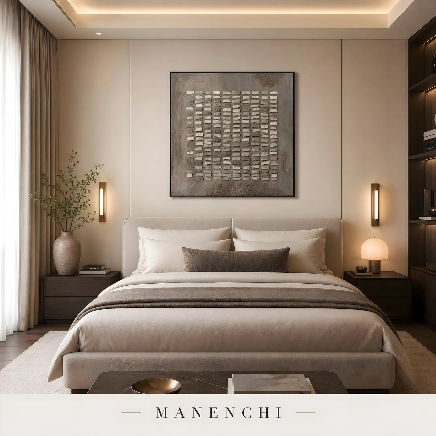 Ethereal Stone Mosaic - original hand-painted abstract painting by Manenchi