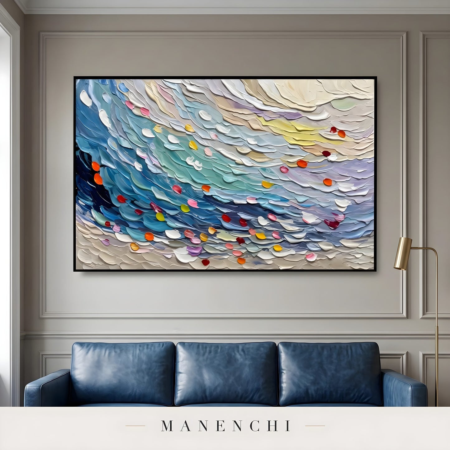 Ethereal Tides abstract painting displayed in living room