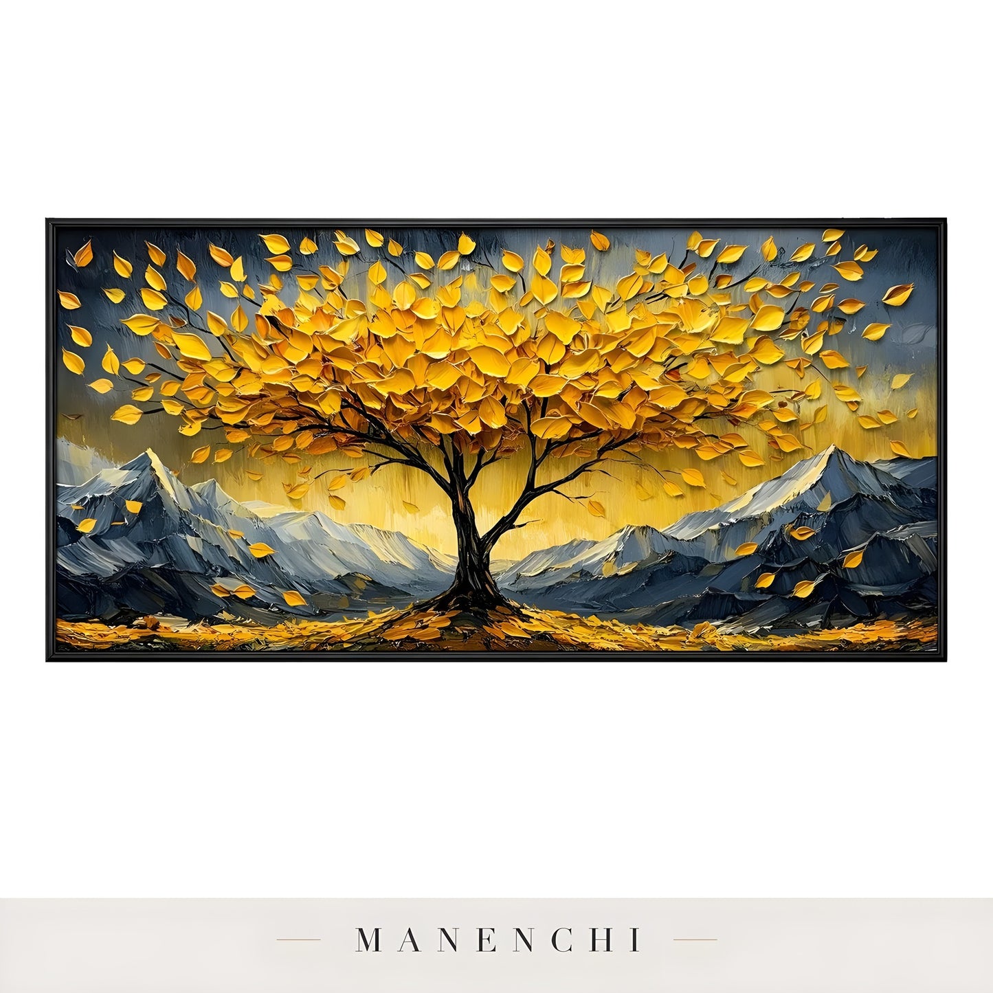 Gilded Alpine Arboreal - original hand-painted abstract painting by Manenchi