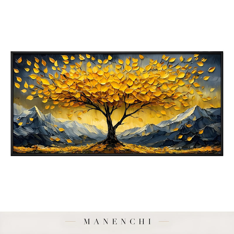 Gilded Alpine Arboreal - original hand-painted abstract painting by Manenchi
