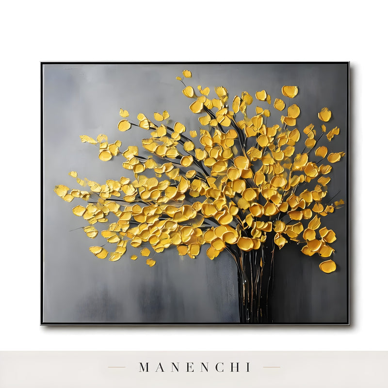 Gilded Arboreal Bloom - original hand-painted abstract painting by Manenchi