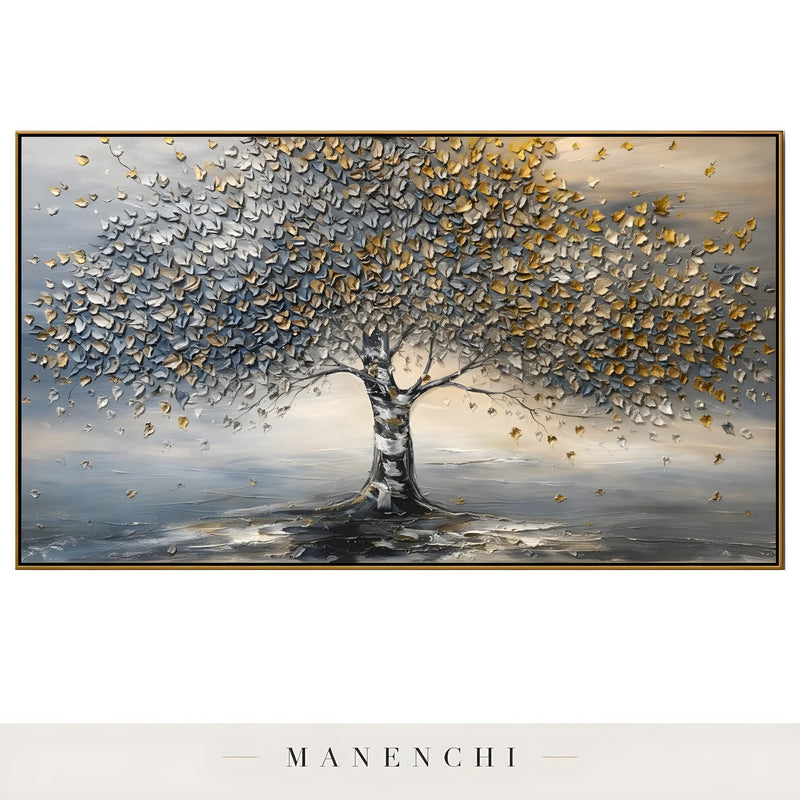 Gilded Arboreal Solstice - original hand-painted abstract painting by Manenchi