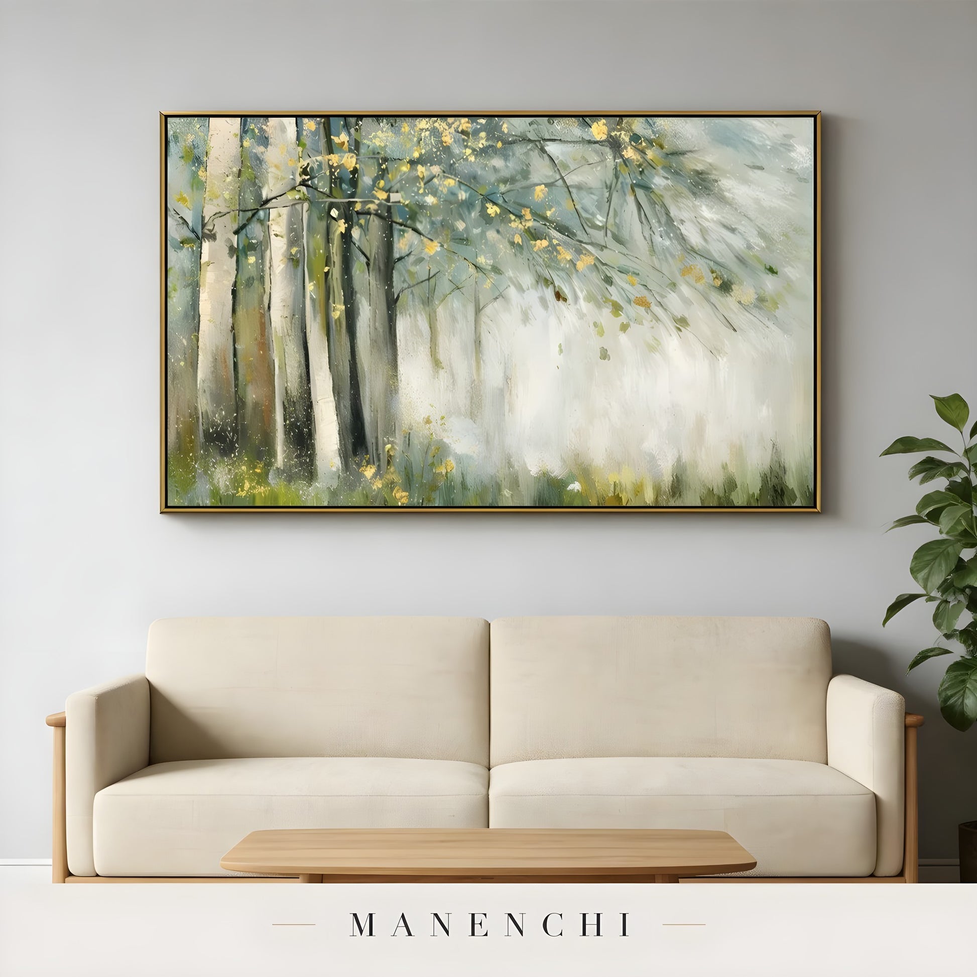 Gilded Forest Mist - original hand-painted abstract painting by Manenchi