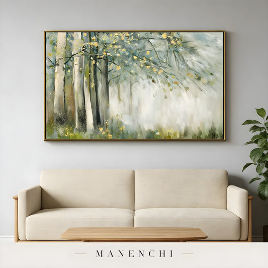 Gilded Forest Mist - original hand-painted abstract painting by Manenchi