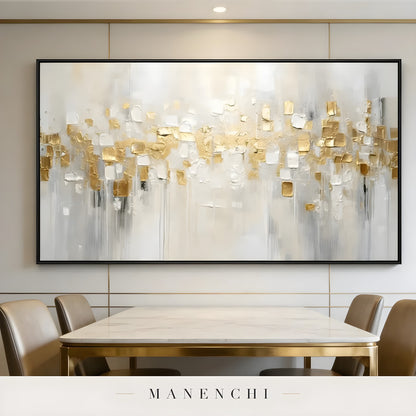 Gilded Ivory Mosaic - original hand-painted abstract painting by Manenchi