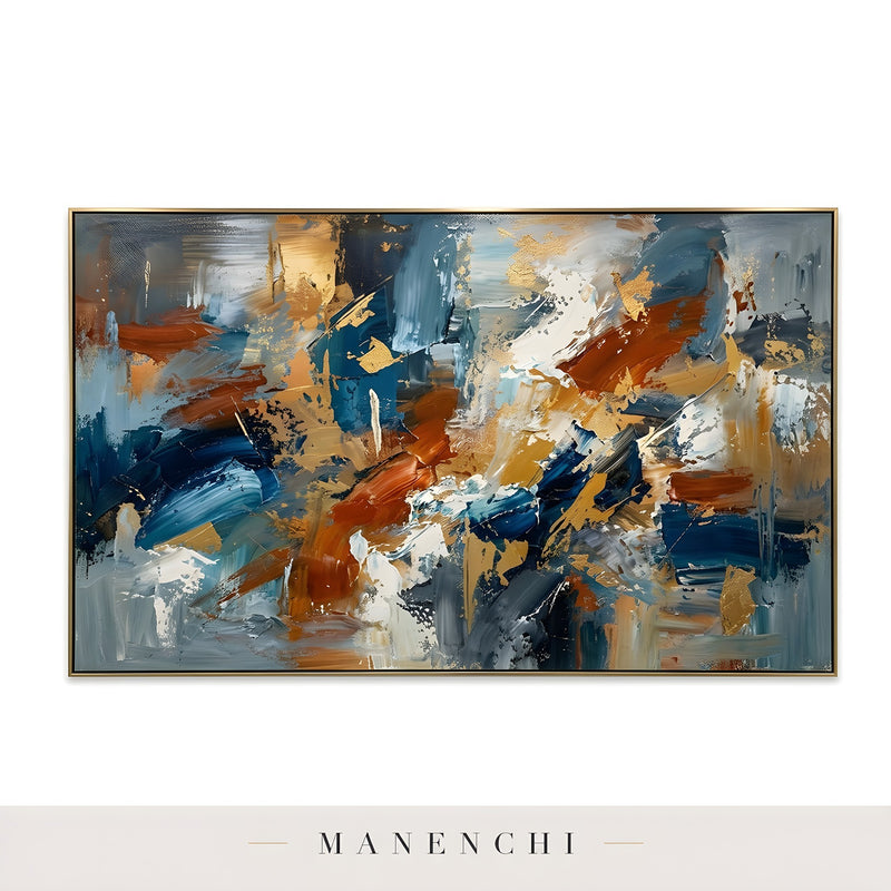 Gilded Maritime Convergence - original hand-painted abstract painting by Manenchi