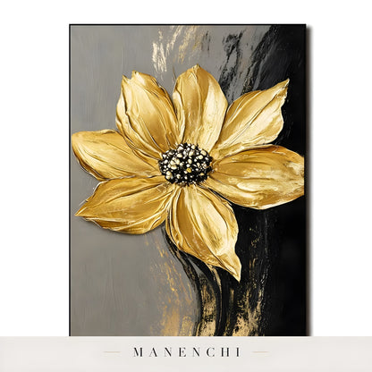 Gilded Obsidian Bloom - original hand-painted abstract painting by Manenchi
