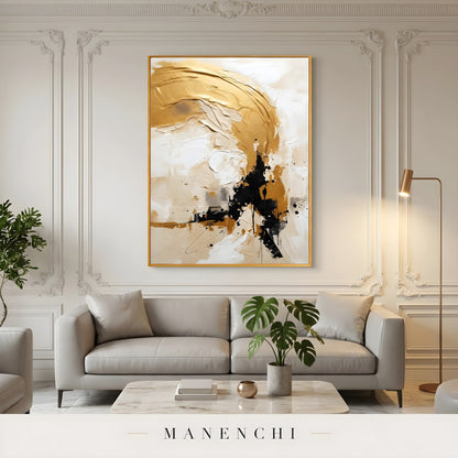 Gilded Obsidian Sweep - original hand-painted abstract painting by Manenchi
