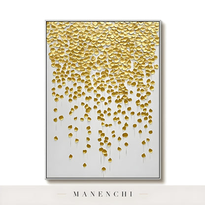 Gilded Petal Descent - original hand-painted abstract painting by Manenchi