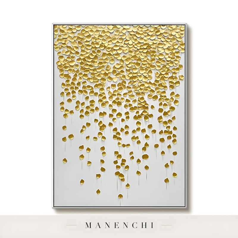 Gilded Petal Descent - original hand-painted abstract painting by Manenchi