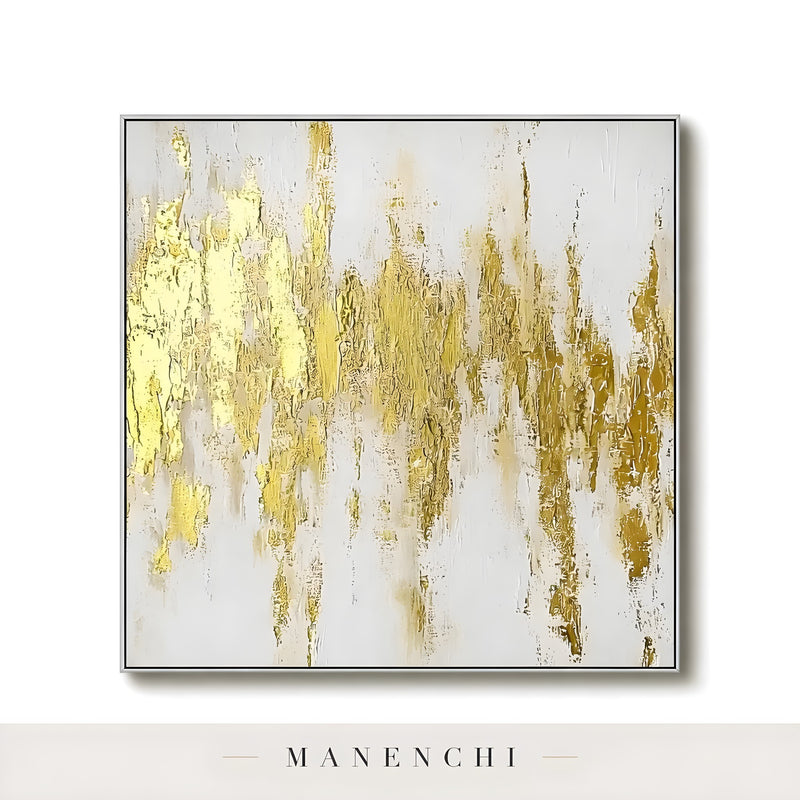 Gilded Vertical Radiance - original hand-painted abstract painting by Manenchi