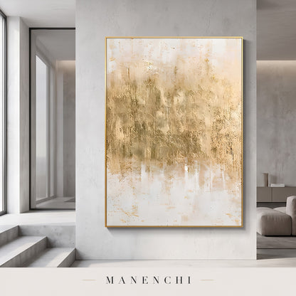 Gilded Whispers abstract painting displayed in a loft