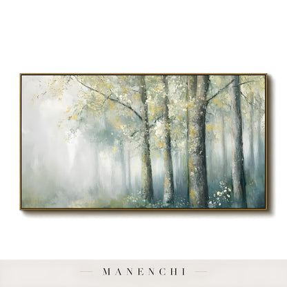 Gilded Woodland Mist - original hand-painted abstract painting by Manenchi
