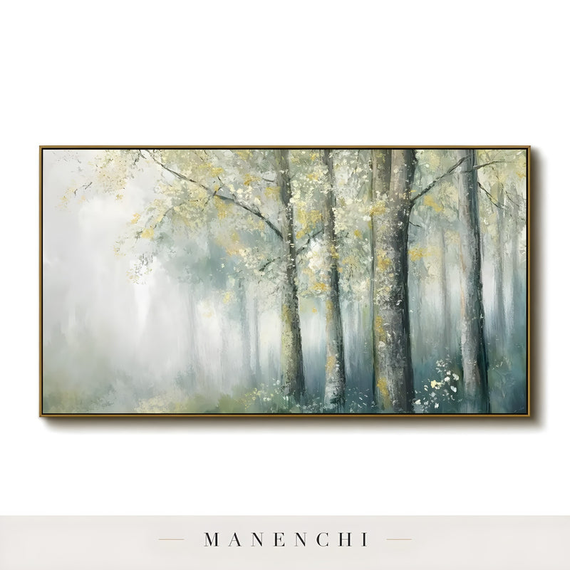 Gilded Woodland Mist - original hand-painted abstract painting by Manenchi