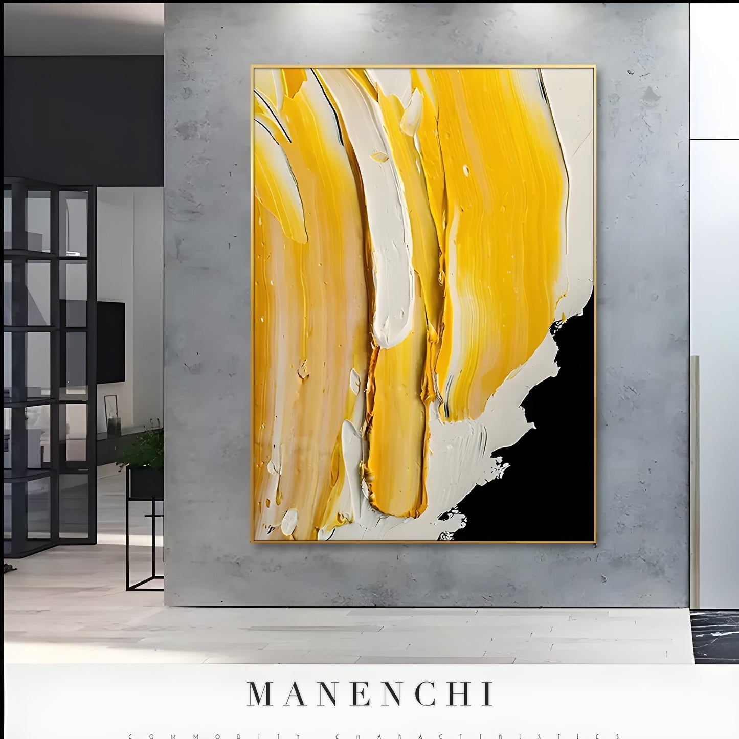 Golden Embers original hand-painted abstract painting by ManenchiGallery