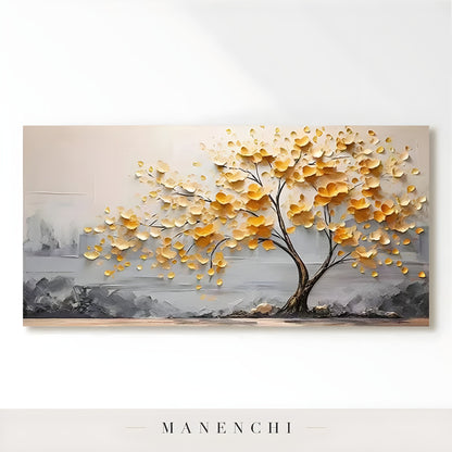 Golden Gilded Canopy abstract painting displayed in product art isolate