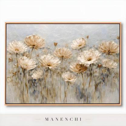 Golden Petal Meadow - original hand-painted abstract painting by Manenchi