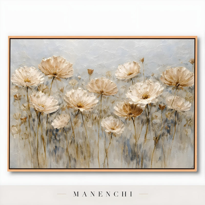 Golden Petal Meadow - original hand-painted abstract painting by Manenchi