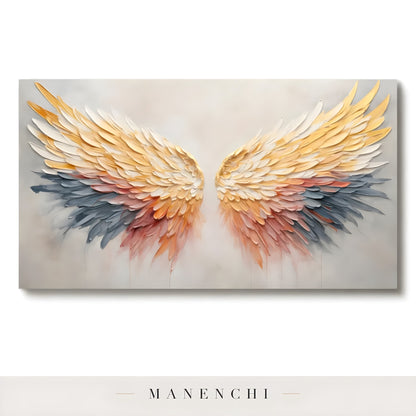 Golden Winged Ascension - original hand-painted abstract painting by Manenchi