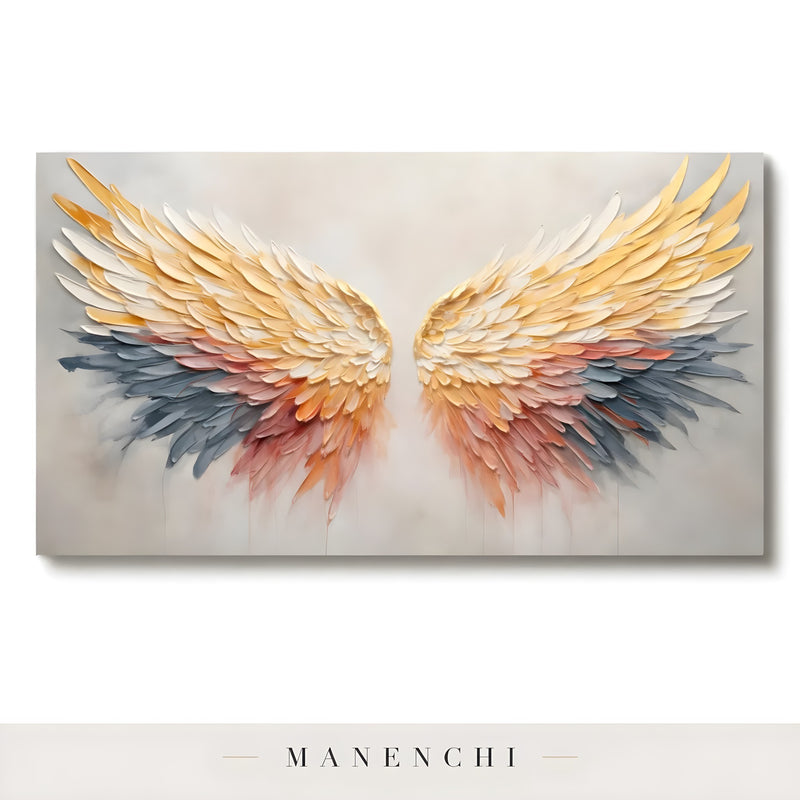 Golden Winged Ascension - original hand-painted abstract painting by Manenchi
