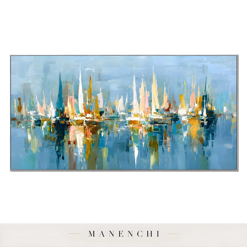 Harbor Mist abstract painting displayed in artwork full view