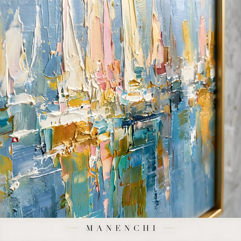 Close-up detail of the brushwork in Harbor Mist