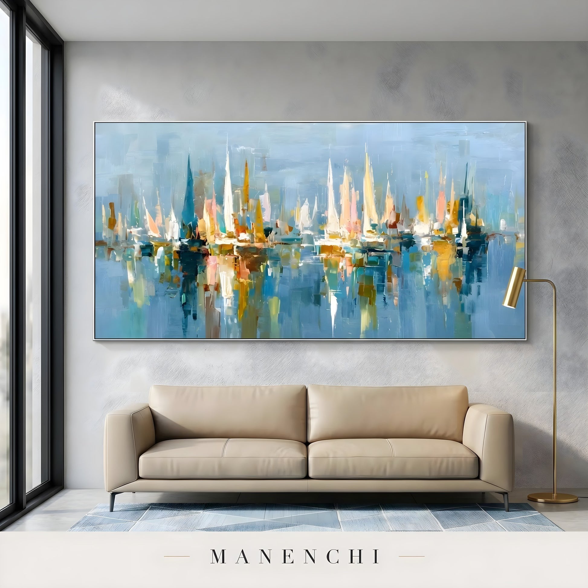 Harbor Mist - original hand-painted abstract painting by Manenchi
