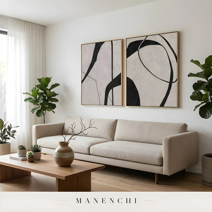 Ink Sculpted Curves - original hand-painted abstract painting by Manenchi