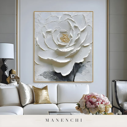 Ivory Gilded Petal - original hand-painted abstract painting by Manenchi