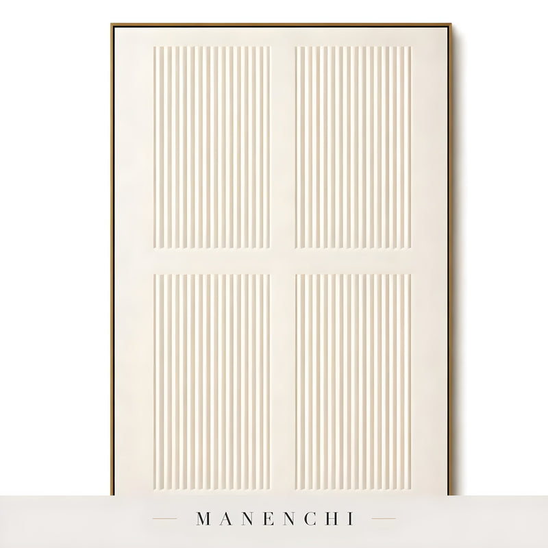 Ivory Linear Relief - original hand-painted abstract painting by Manenchi