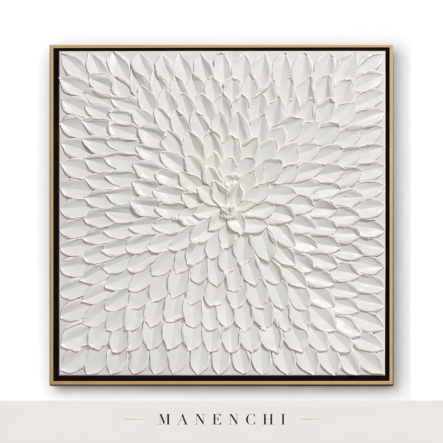 Ivory Petal Bloom abstract painting displayed in framed canvas painting